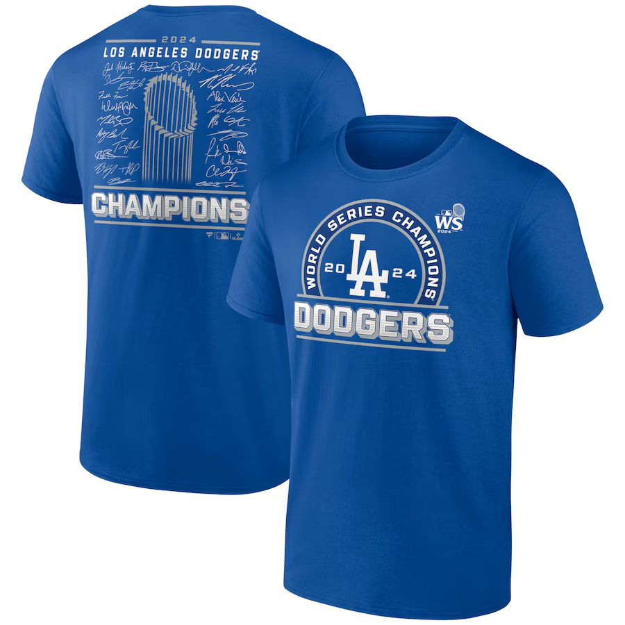 Men Los Angeles Dodgers 2024 MLB World Series Champions blue T shirts->mlb t-shirts->Sports Accessory